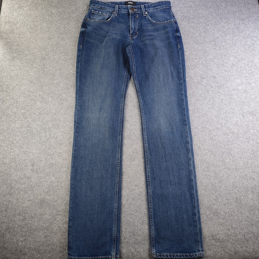 Paige Normandie Jeans Mens 28x34 Blue Medium Wash Slim Straight Leg Denim